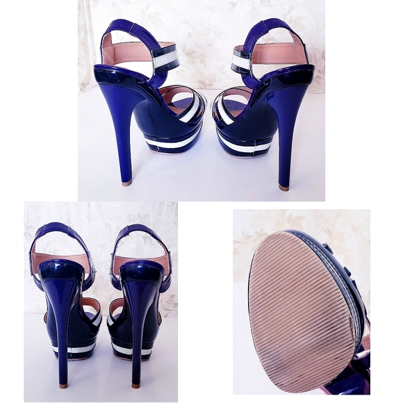 DIVA LOUNGE PURPLE/WHITE/BLACK HEELS - Picture 3 of 4